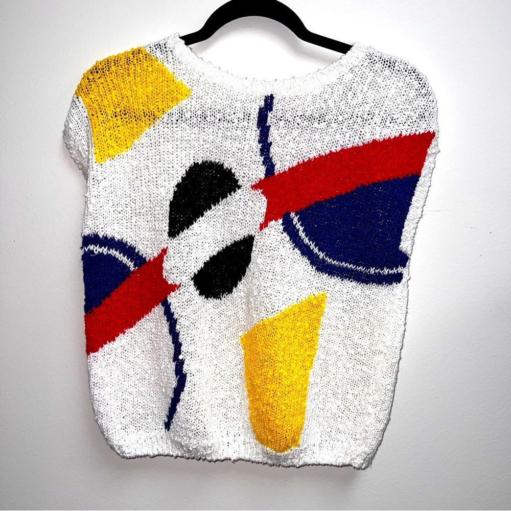 Vintage T.Q Geometric Ramie Cotton blend Sweater Sz.L